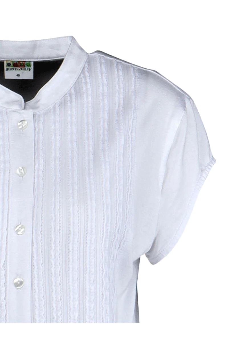 Damen Trachtenshirt kurzarm Stretch mit Rüschchen