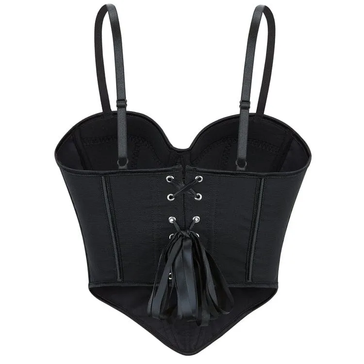 Punk-Bustier mit Schnürung in Volltonfarbe für Damen
