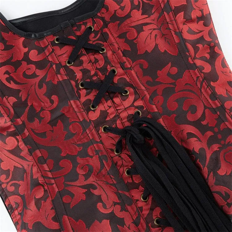 Gothic-Überbrustkorsett mit Blumenmuster und Schnalle für Damen