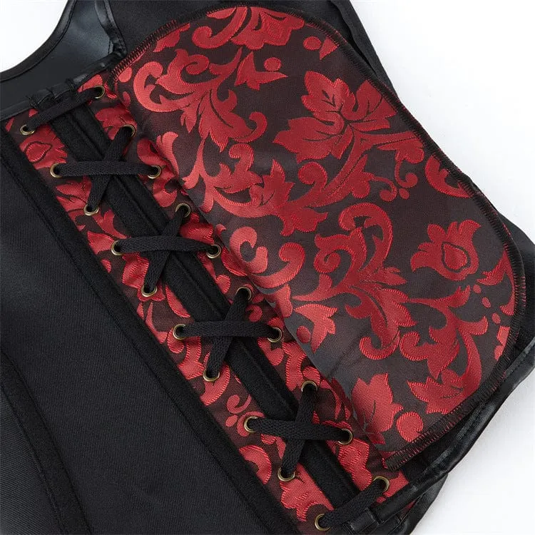 Gothic-Überbrustkorsett mit Blumenmuster und Schnalle für Damen