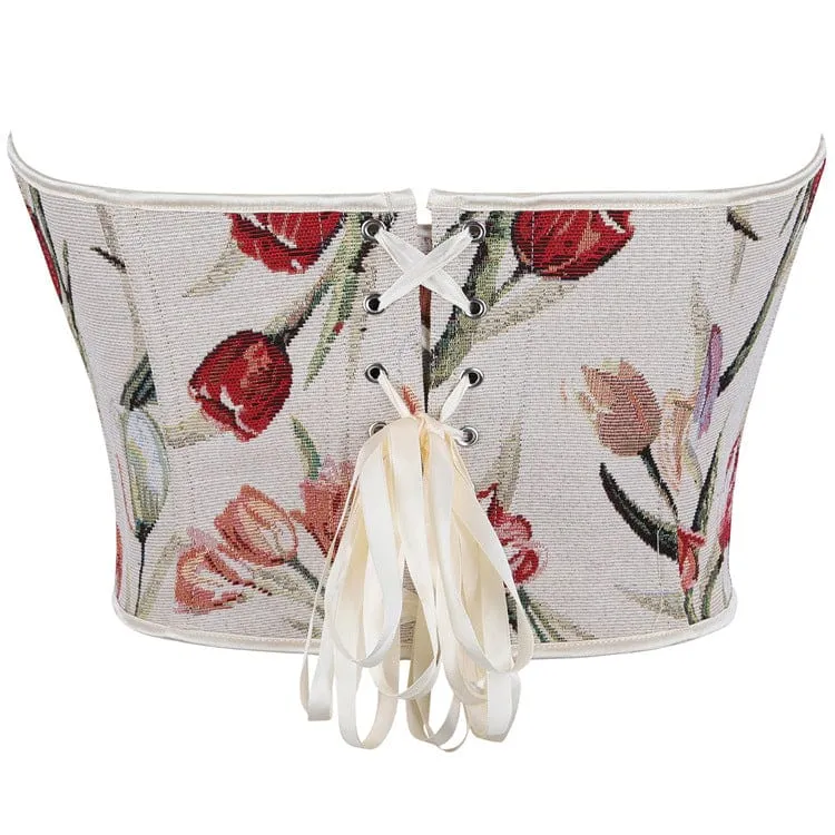 Gothic-Überbrustkorsett mit Blumenmuster und Jacquardmuster für Damen