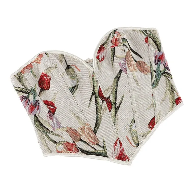 Gothic-Überbrustkorsett mit Blumenmuster und Jacquardmuster für Damen