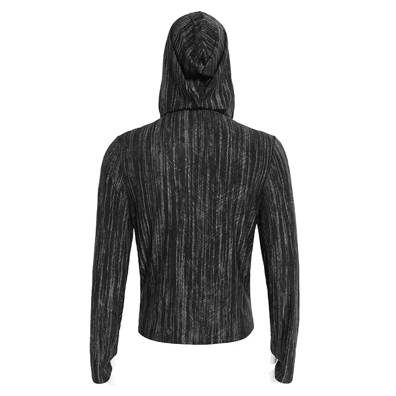 Herren-Kapuzenpullover mit Punk-Ösenriemen und unregelmäßigem Muster
