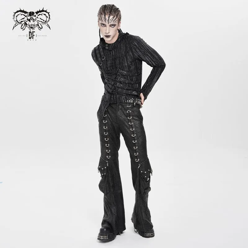 Herren Punk D-Ring Schnalle Große Taschen Schlaghose