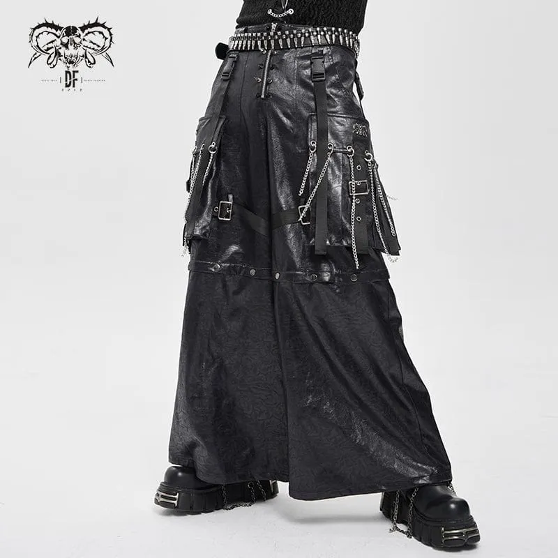 Herren Punk Riemchenhose mit großen Taschen und Ketten