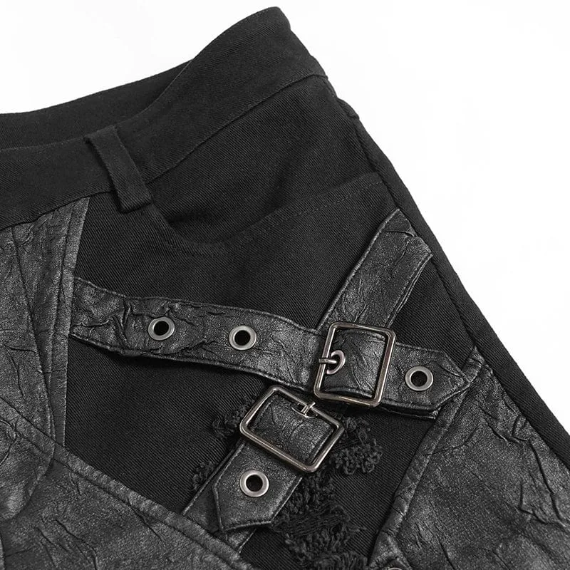Zerrissene Punk-Hose mit Schnallenriemen für Herren