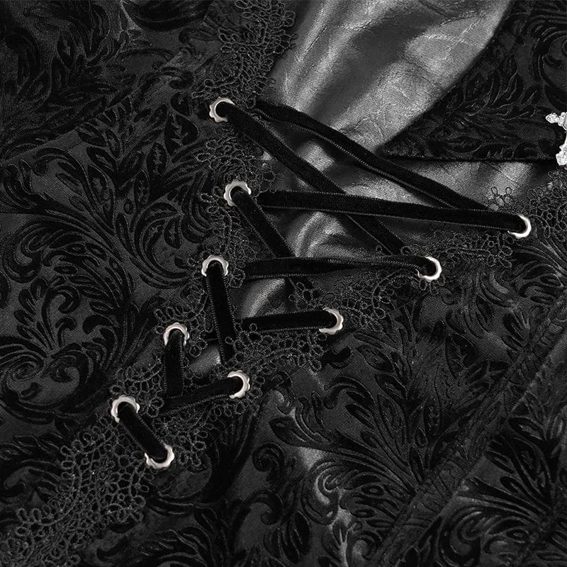 Herrenhemd mit Umlegekragen und Gothic-Blumenmuster