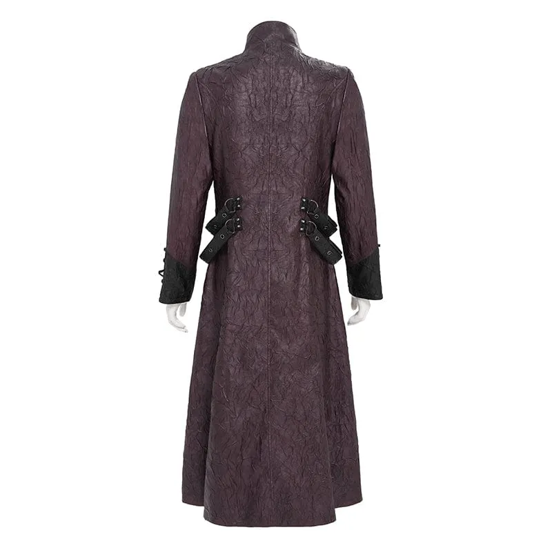Herren Punk Eyelet Strappy Zip Coat Rot