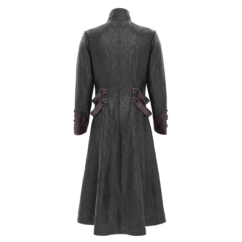 Herren Punk Eyelet Strappy Zip Coat Schwarz-Rot