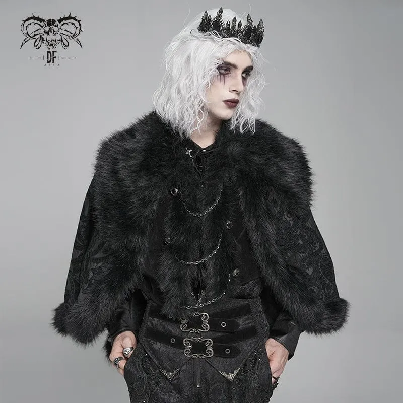 Gothic-Umhang aus Kunstpelz mit Blumenmuster für Herren