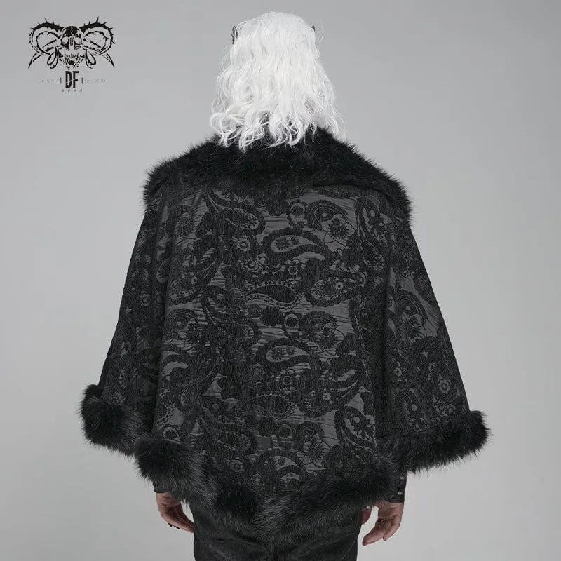Gothic-Umhang aus Kunstpelz mit Blumenmuster für Herren