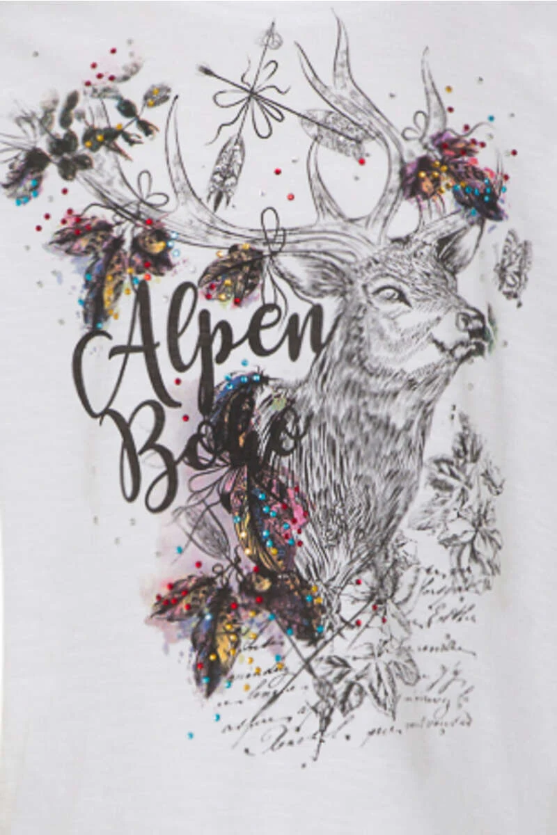 Trachten T-Shirt Kinder Hirsch mit Strass-Steinchen