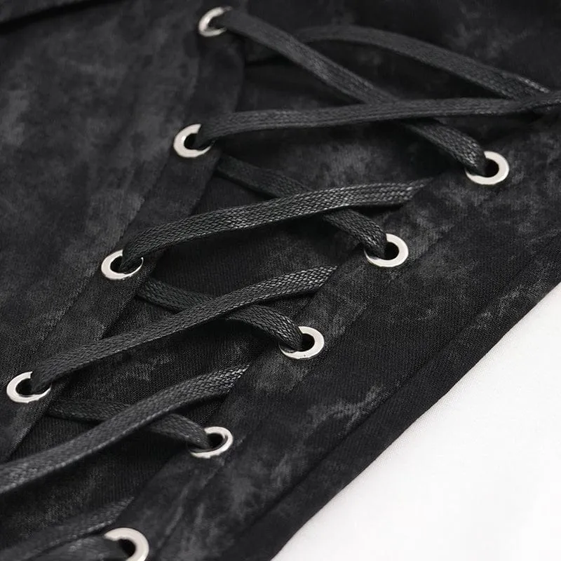 Punk-Schnürhose mit Totenkopf-Nieten für Damen