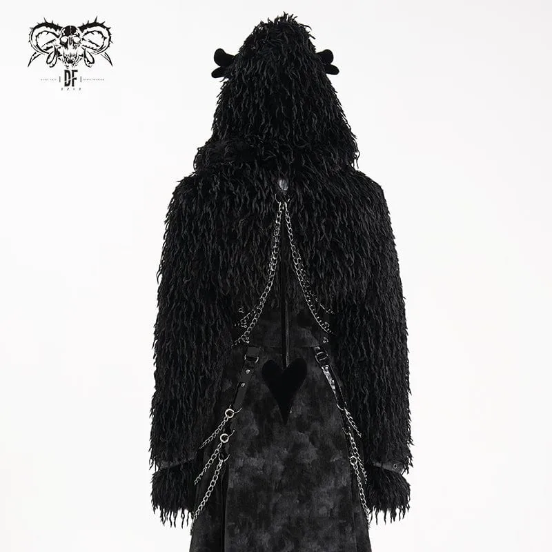 Gothic-Umhang mit Kettenschnalle aus Horn für Damen