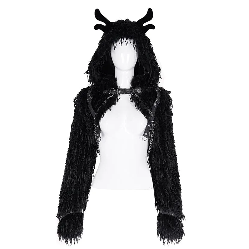 Gothic-Umhang mit Kettenschnalle aus Horn für Damen