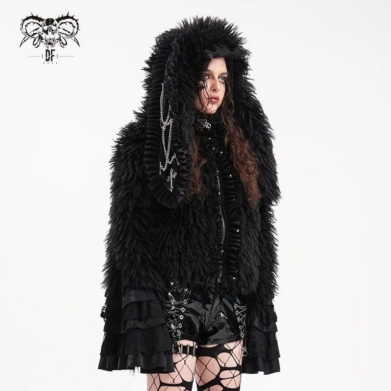 Gothic-Kettenspitzenjacke für Damen mit Kapuze
