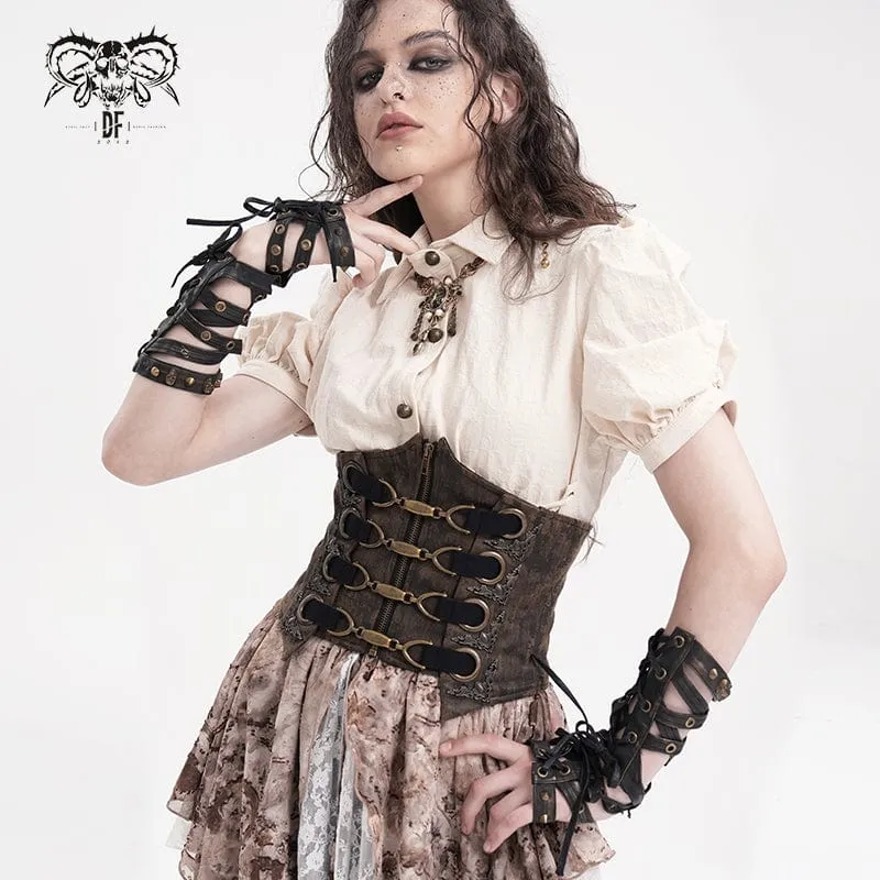 Steampunk-Unterbrustkorsett mit Schnürung und Reißverschluss für Damen