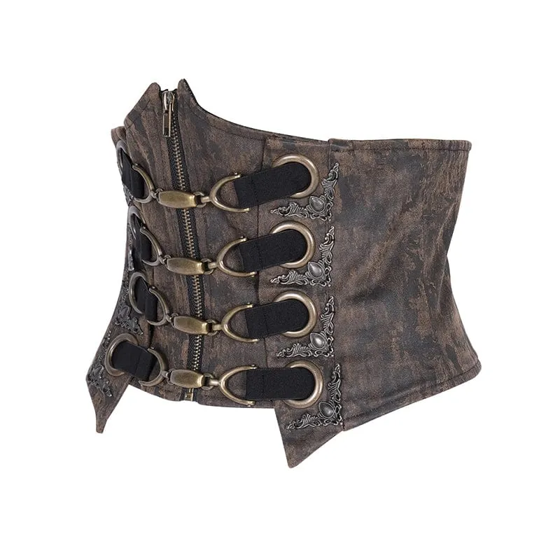 Steampunk-Unterbrustkorsett mit Schnürung und Reißverschluss für Damen