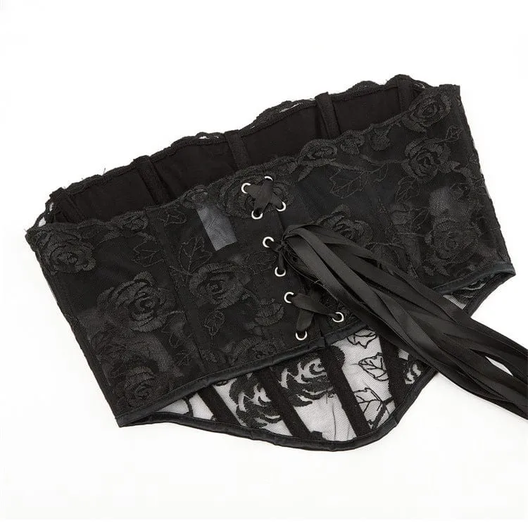 Gothic-Überbrustkorsett aus floraler Netzspitze für Damen