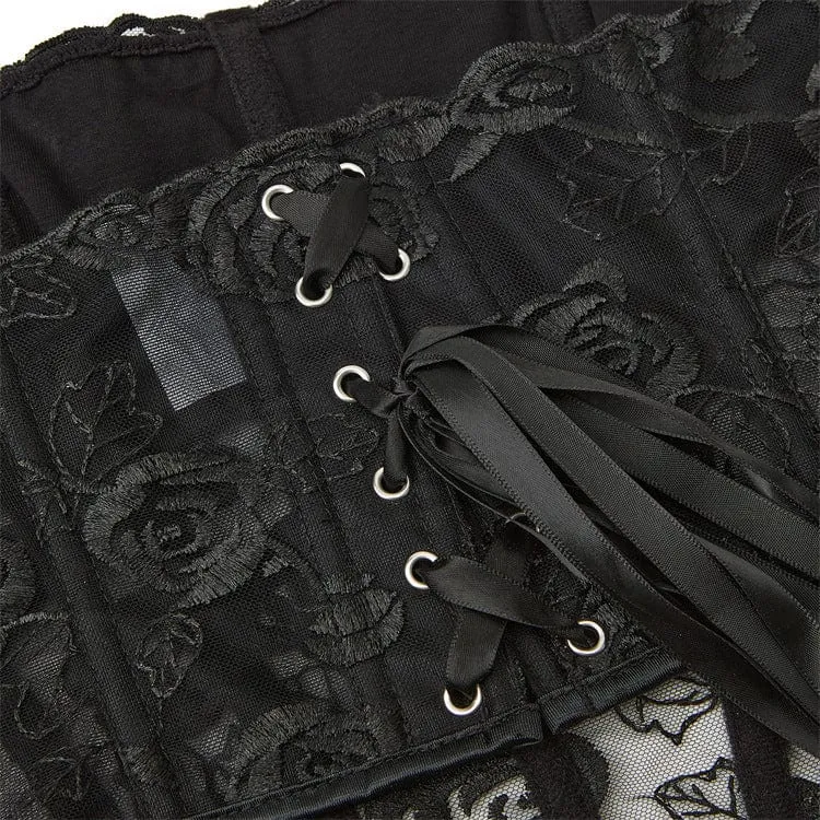 Gothic-Überbrustkorsett aus floraler Netzspitze für Damen