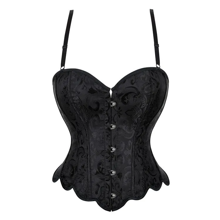Gothic-Überbrustkorsetts für Damen mit Schnürung, gewelltem Saum und Markenlogo