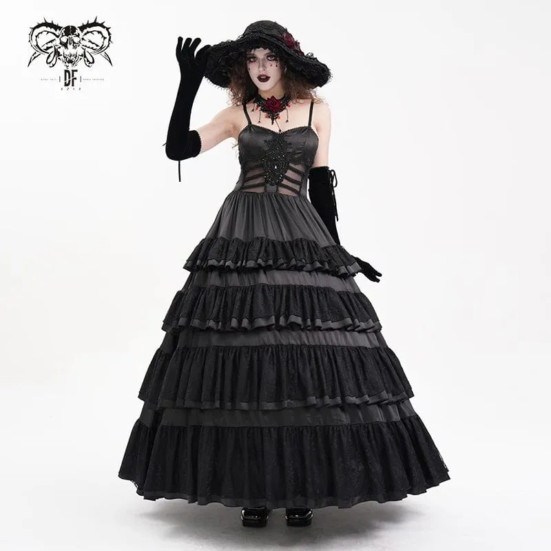 Gothic-Schnürkleid aus Mesh-Spitze für Damen, Hochzeitskleid