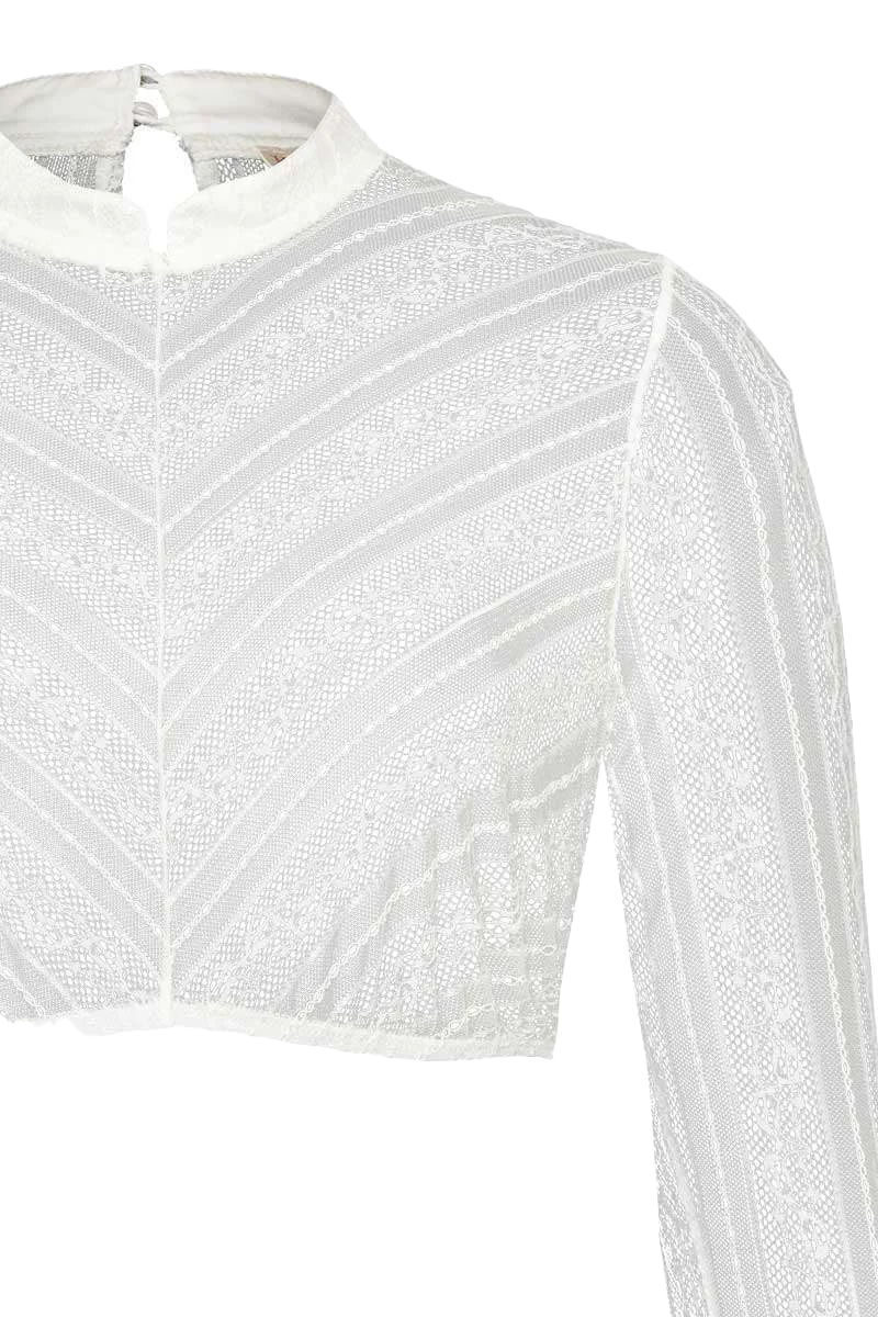 Hochgeschlossene Dirndlbluse aus Spitze