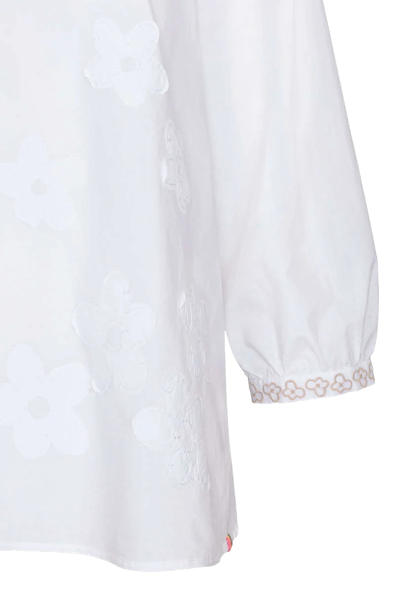 Damenbluse mit Blumenpatches 3/4- Arm