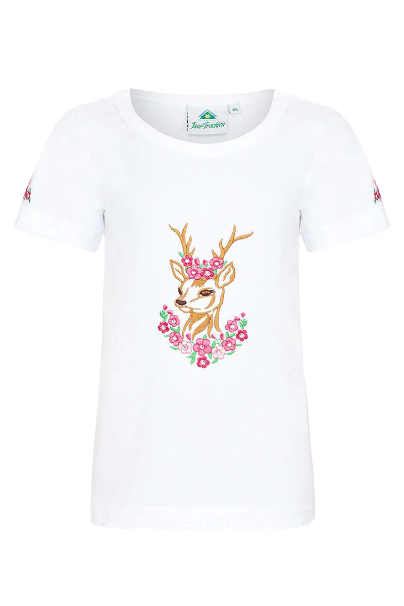 Mädchen T-Shirt mit Reh und Glitzer-Steinen