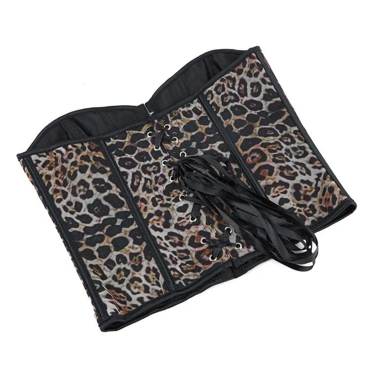 Gothic-Überbrustkorsett mit Leopardenmuster für Damen zum Schnüren