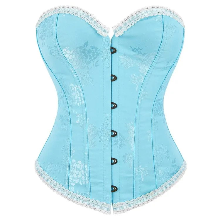 Gothic-Überbrustkorsett mit Jacquard-Spitzensaum und Schnürung für Damen