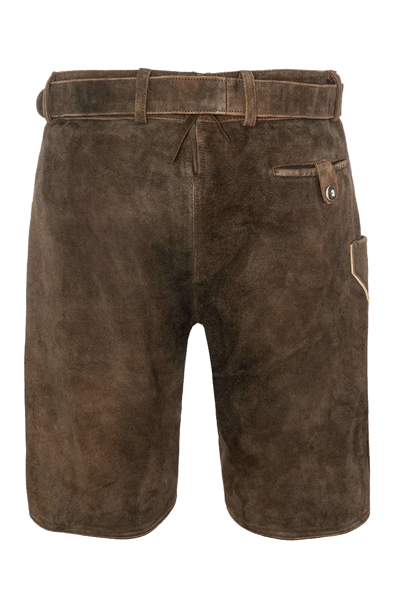 Kurze Herren Lederhose mit Reißverschluss Gürtel mit Bayernwappen