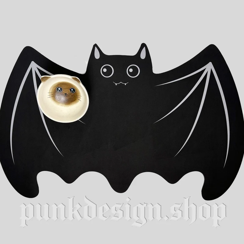 Haustier-Katzenstreu- und Futtermatte im Gothic-Stil