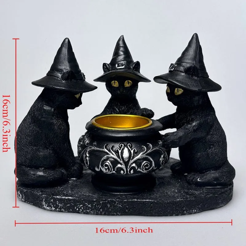 Gotischer Zauberkatzen-Kerzenständer-Ornament für Zuhause