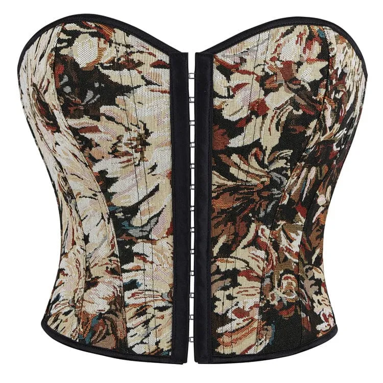 Gothic-Schnürkorsett für Damen mit floralem Jacquardmuster und Überbrustumfang