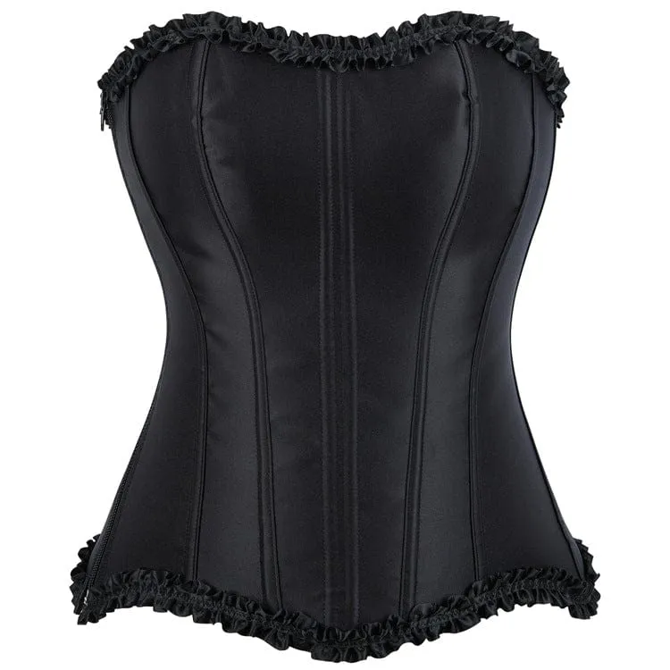 Gothic-Korsett für Damen, einfarbig, mit Zierborte, über der Brust