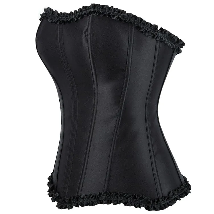 Gothic-Korsett für Damen, einfarbig, mit Zierborte, über der Brust