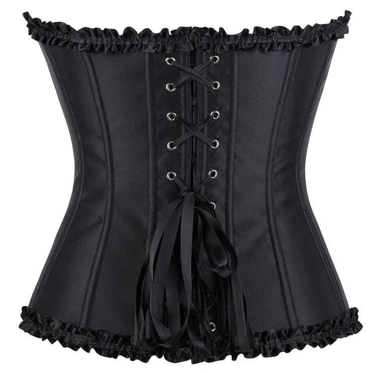 Gothic-Korsett für Damen, einfarbig, mit Zierborte, über der Brust