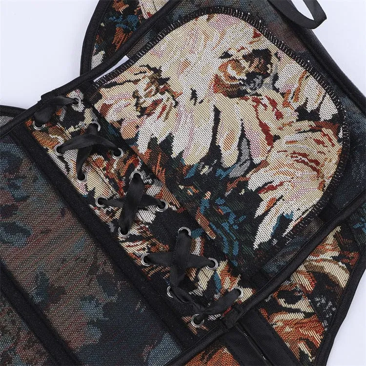 Gothic-Schnürkorsett aus Jacquard für Damen mit Überbrustumfang