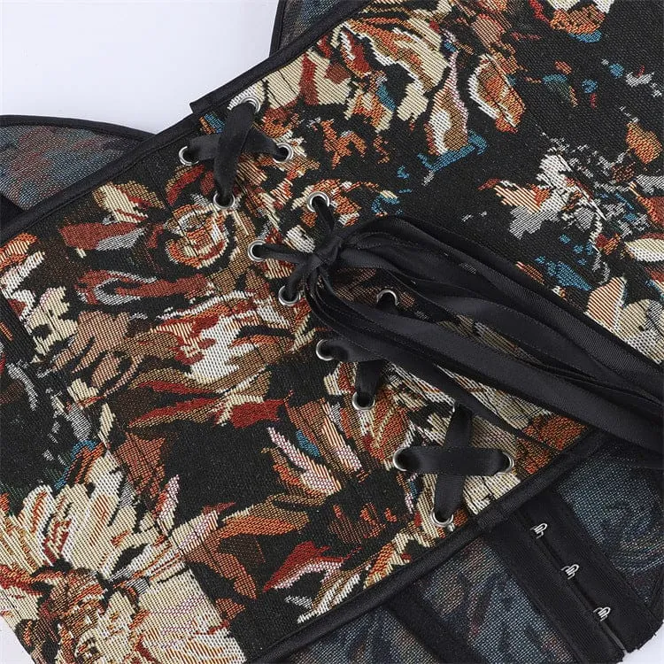 Gothic-Schnürkorsett aus Jacquard für Damen mit Überbrustumfang