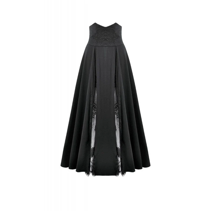 Gothic-Rock für Damen mit floralem Print und hohem Bund aus Mesh, lang und hochgeschnitten