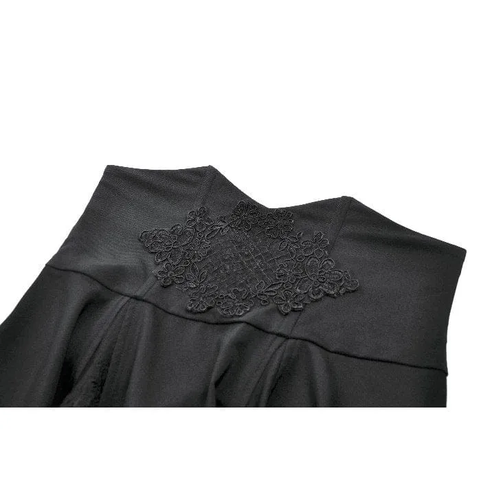 Gothic-Rock für Damen mit floralem Print und hohem Bund aus Mesh, lang und hochgeschnitten