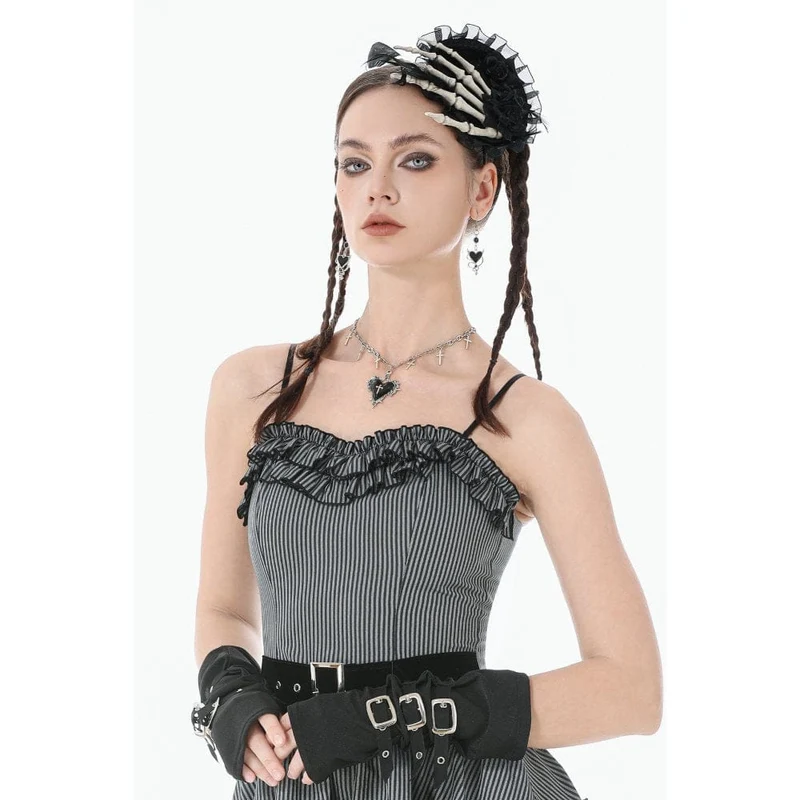 Gothic-Kreuz-Halskette mit schwarzem Herz für Damen