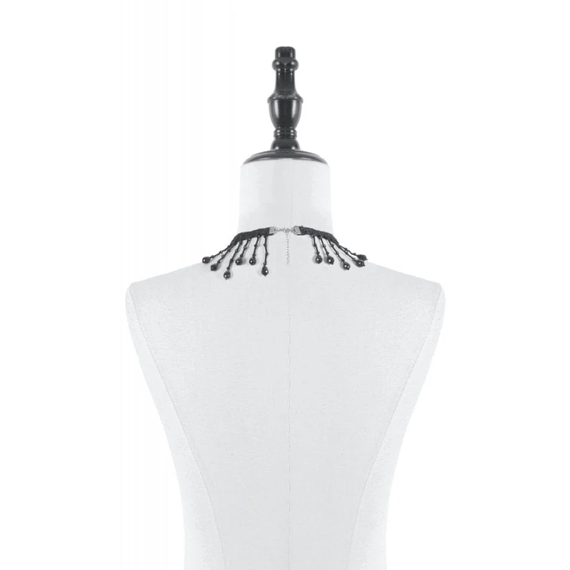 Gothic-Choker für Damen mit Perlen und Quasten