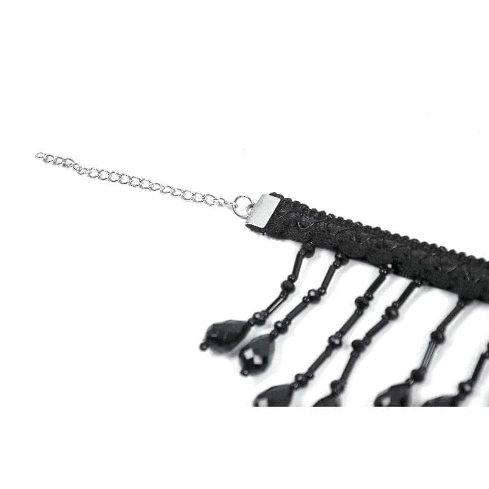 Gothic-Choker für Damen mit Perlen und Quasten