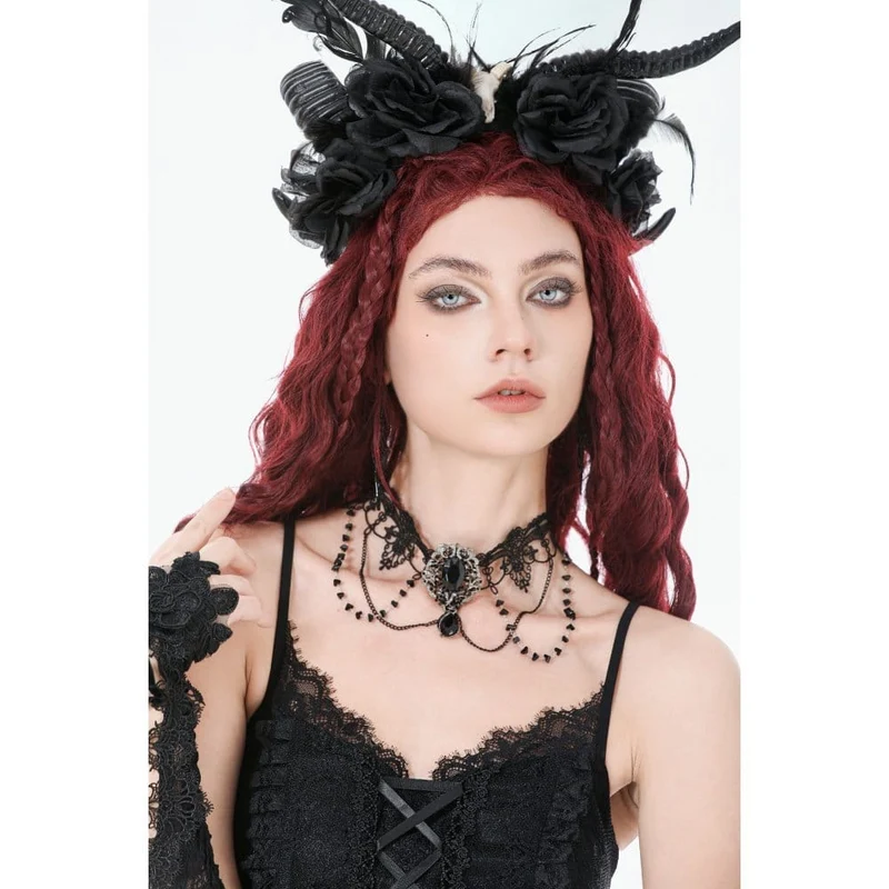 Gothic-Spitzenchoker für Damen mit mehreren Lagen und Ketten