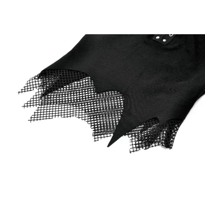 Punk-Top für Damen mit unregelmäßigem Kreuzkettenmuster und Netzmuster