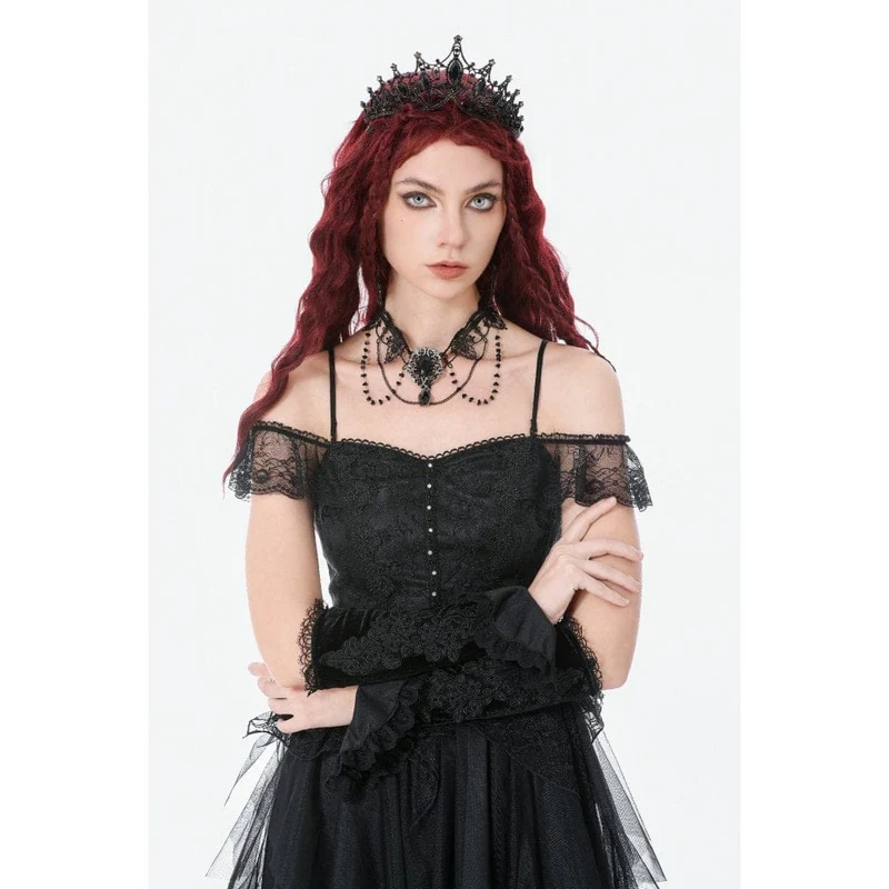 Gothic-Ärmel aus Samt mit Spitzenstickerei für Damen