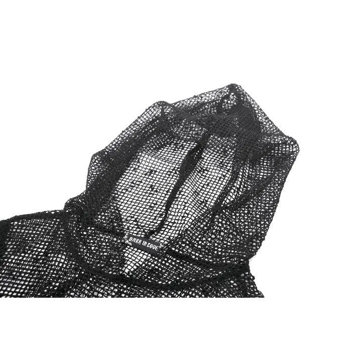Punk-Mesh-Kapuzenoberteil für Damen mit Lochmuster