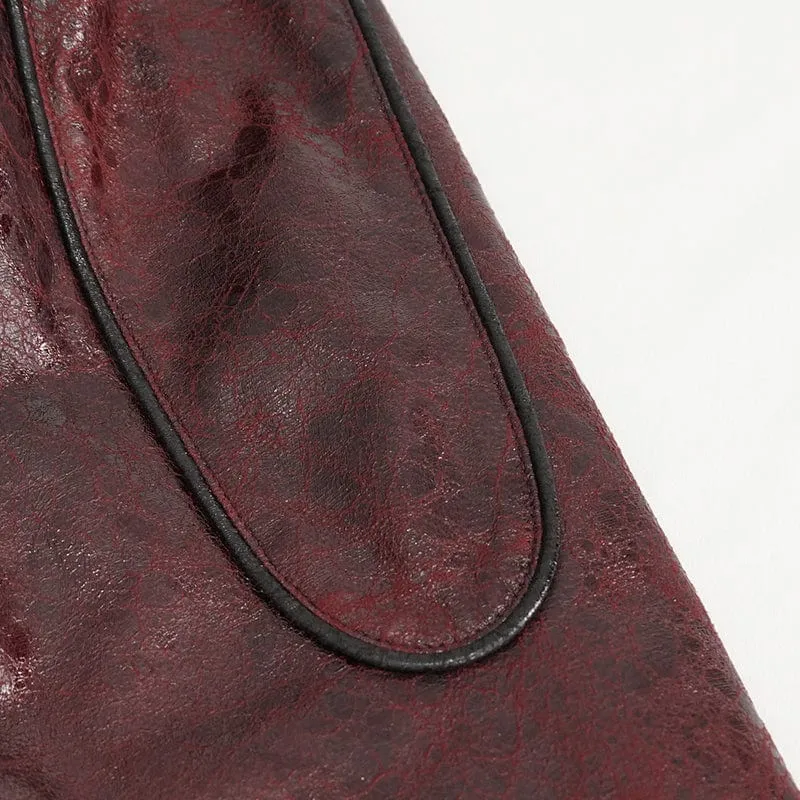Punk-Mantel aus Kunstleder mit Doppelschnalle für Damen in Rot